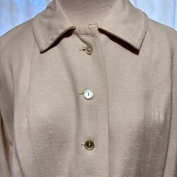 Vintage Jackets & Blazers - Vintage H Liebes of San Francisco Cream Button-Up Coat-Cotton & Silk Size 12